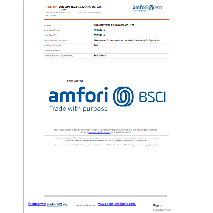 BSCI Certificate